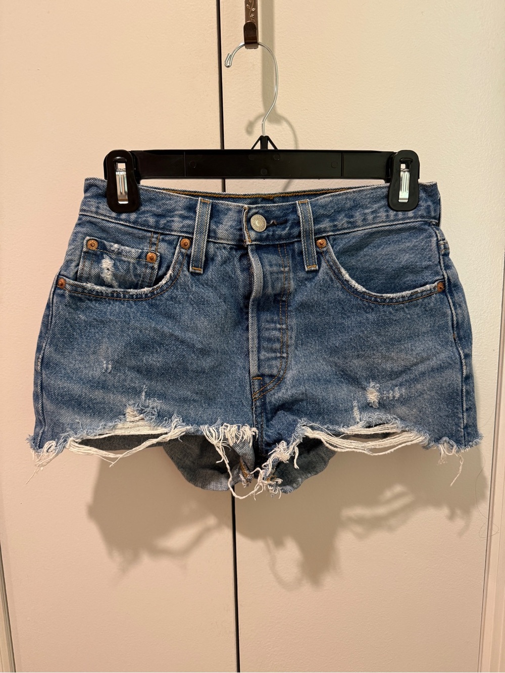 Levi's Distressed Blue Denim Cutoff Shorts